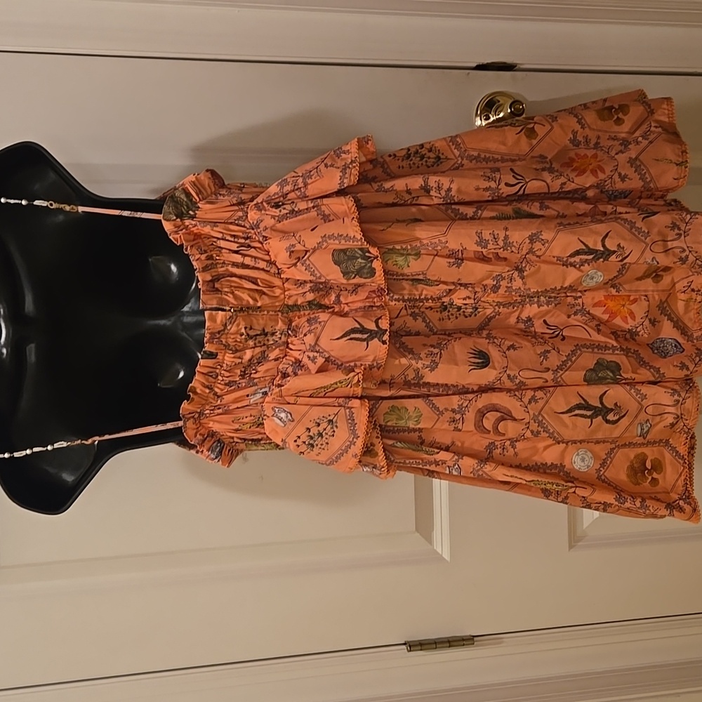 Agua By Agua Bendita L Salvador Encaje Mini Dress Pink Embroidered Ruffled Print - Picture 7 of 15